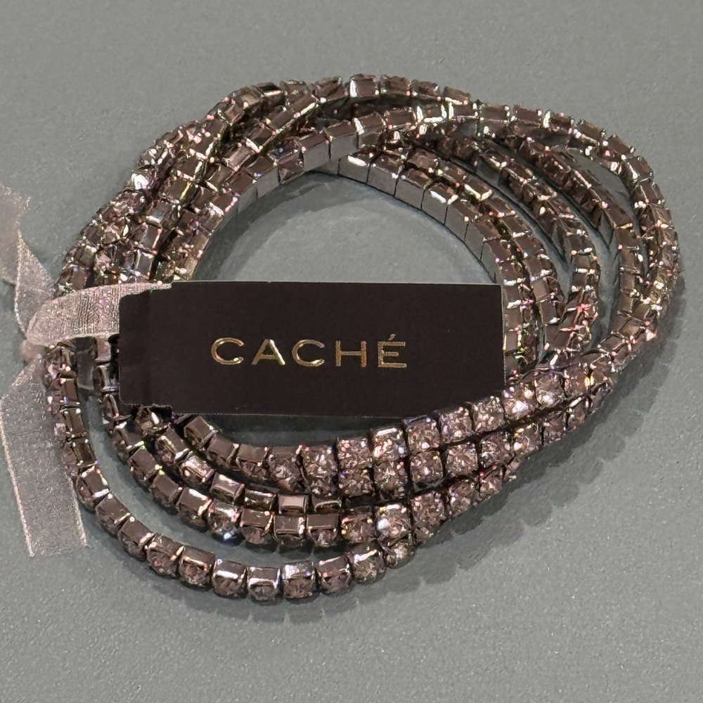 Cache Shimmering Silver Stretch Tennis Bracelet Set of 5